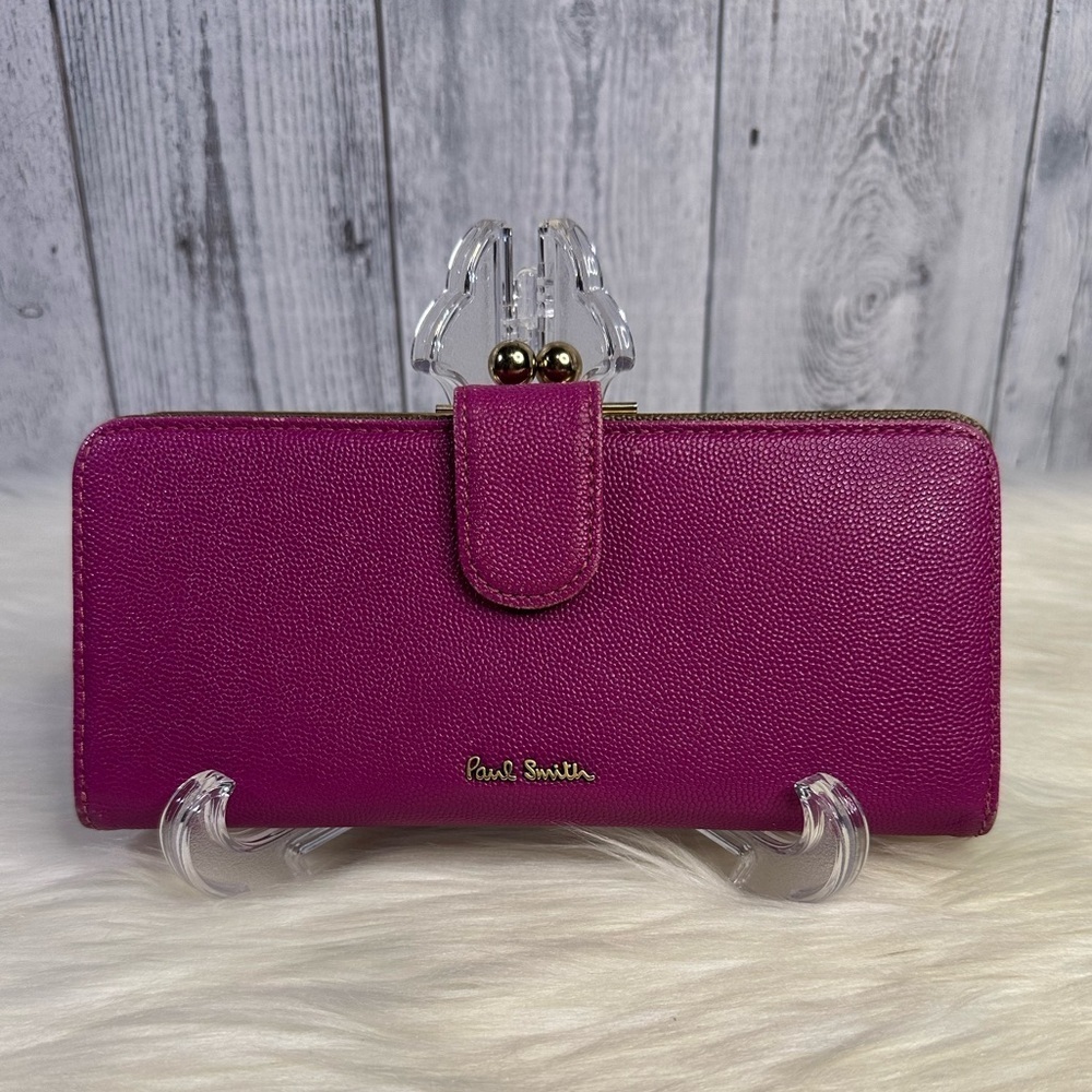 PAUL SMITH leather kisslock wallet in magenta